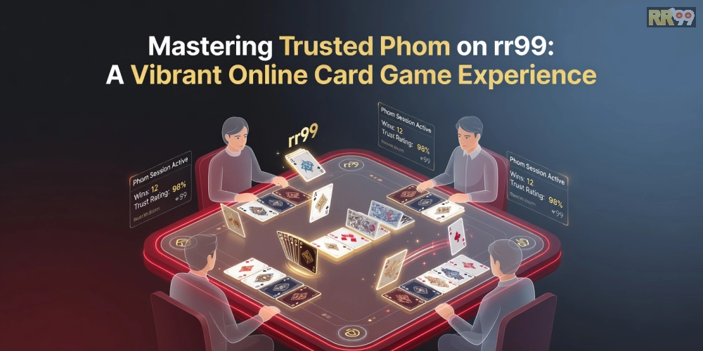 Minh họa ván bài Phỏm sôi động trên nền tảng rr99 với người chơi chiến thắng