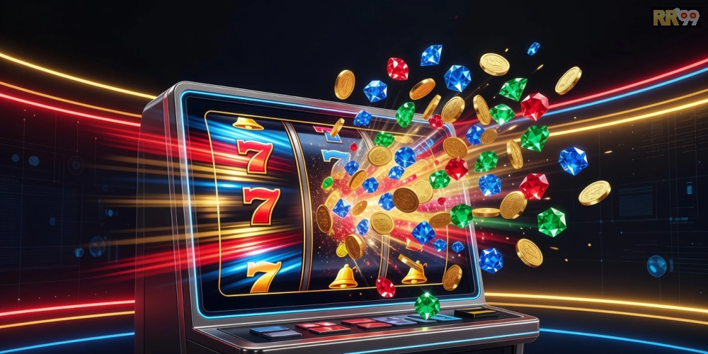 Hình minh họa cơ chế nổ hũ trong game rr99 với jackpot tích lũy hấp dẫn
