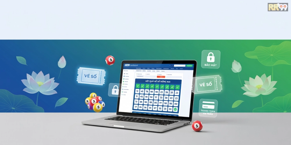 Minh họa khái niệm xổ số đồng nai rr99 với giao diện nền tảng trực tuyến hiện đại